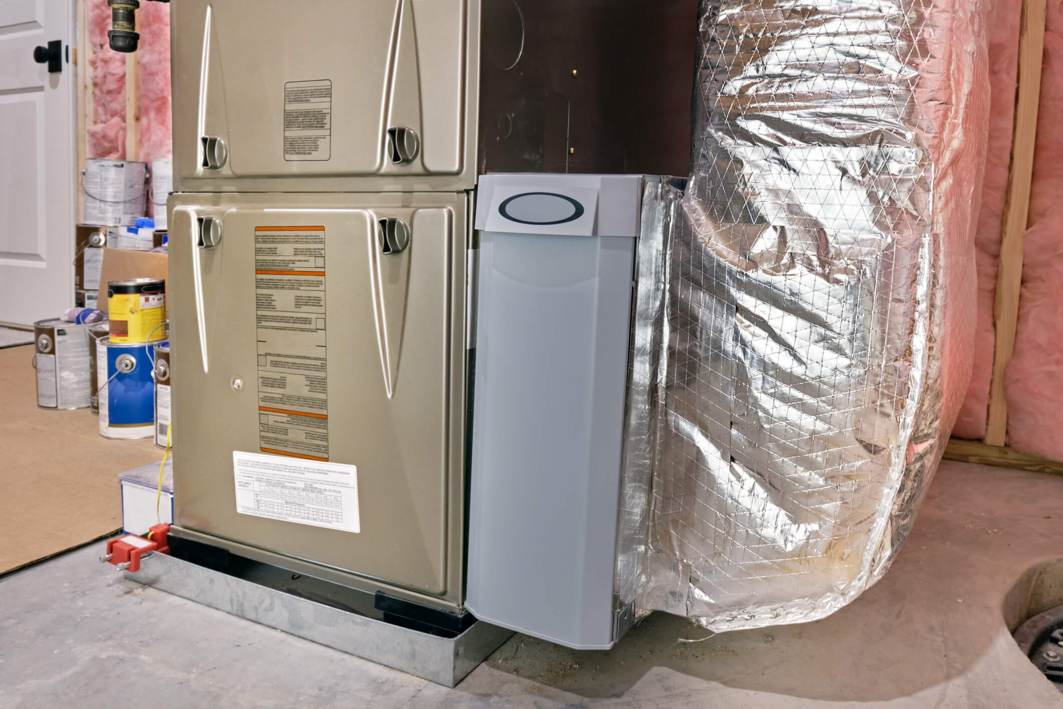 Image of a furnace system found in the basement of a home